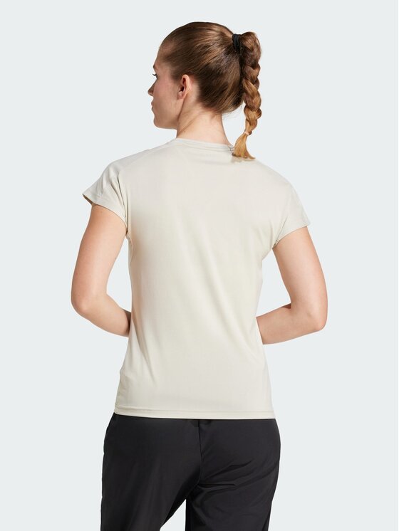 adidas adidas Koszulka techniczna AEROREADY Train Essentials Minimal Branding V-Neck Tee Beżowy Slim Fit