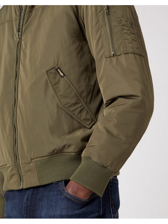 Wrangler Wrangler Kurtka przejściowa BOMBER JACKET Zielony Regular Fit