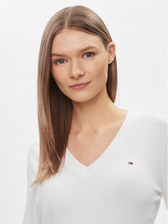 Tommy Hilfiger Tommy Hilfiger Πουλόβερ WW0WW42049 Λευκό Regular Fit