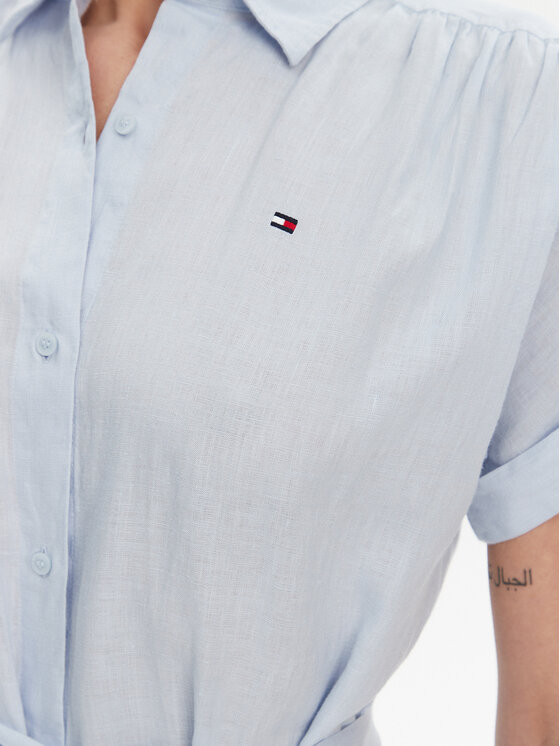 Tommy Hilfiger Tommy Hilfiger Rochie tip cămașă Ess WW0WW44653 Albastru celest Regular Fit
