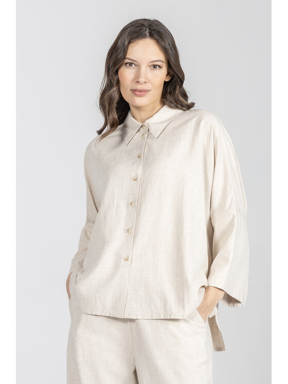 Deni Cler Milano Deni Cler Milano Koszula T-DC-1335-F2-20-12-1 Beżowy Loose Fit