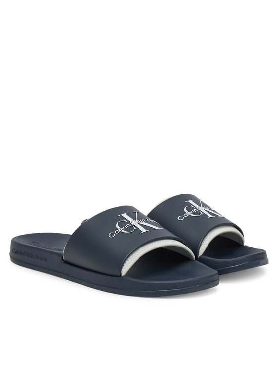 Calvin Klein Jeans Calvin Klein Jeans Klapki Slide Rubber Neoprene Monologo YM0YM00361 Granatowy