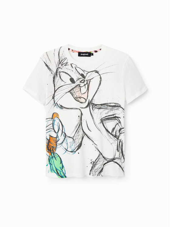 Desigual Desigual T-Shirt LOONEY TUNES Bugs Carrot 23SWTKBT Biały Regular Fit