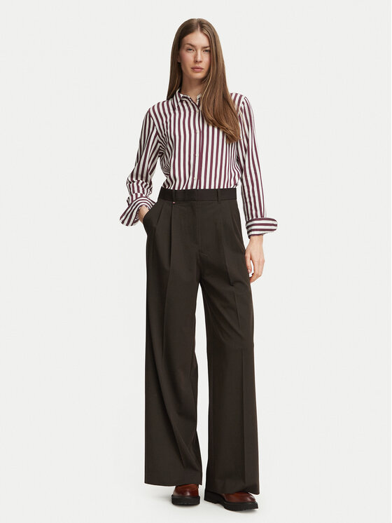 Tommy Hilfiger Tommy Hilfiger Riidest püksid Blend WW0WW51898 Pruun Wide Leg