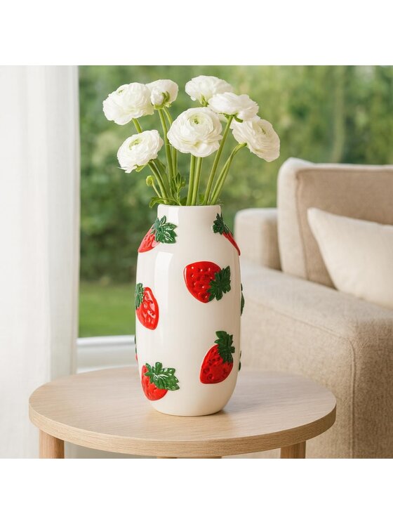 MIAhome MIAhome Wazon ceramiczny dolomitowy AGRUMI truskawki Biały