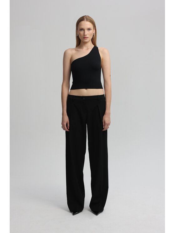 LAGOM LAGOM Top Asymetryczny Czarny Regular Fit
