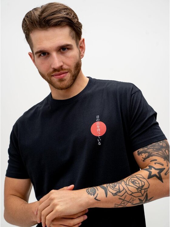 MyStars MyStars T-Shirt Koszulka Z Krótkim Rękawem My Stars Japan Sunset Czarna L Czarny Regular Fit