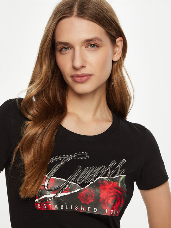 Guess Guess Marškinėliai W5RI03 J1314 Juoda Regular Fit
