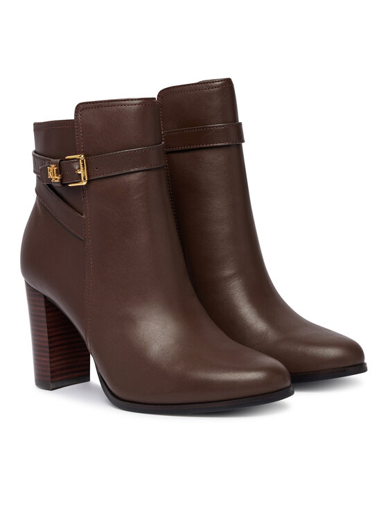 LAUREN RALPH LAUREN LAUREN RALPH LAUREN Μποτάκια Brooke II Calfskin Bootie Heel 802974475003 Καφέ