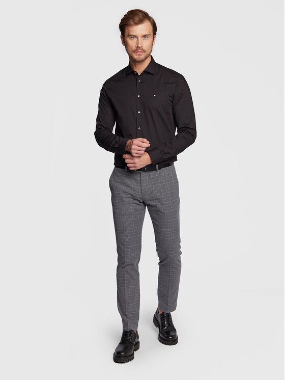 Tommy Hilfiger Tommy Hilfiger Marškiniai MW0MW25040 Juoda Slim Fit