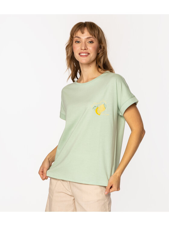 Lee Cooper Lee Cooper T-Shirt LEMON FRUIT 1145 Zielony Relaxed Fit