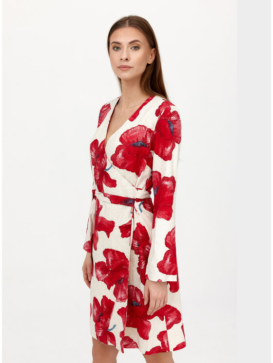 Bubala Bubala Sukienka codzienna Kopertowa’2 Biały Feminine Fit