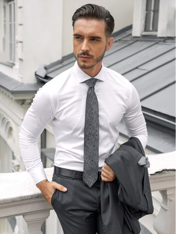 VILLARO VILLARO Koszula 007DSLIM Biały Slim Fit