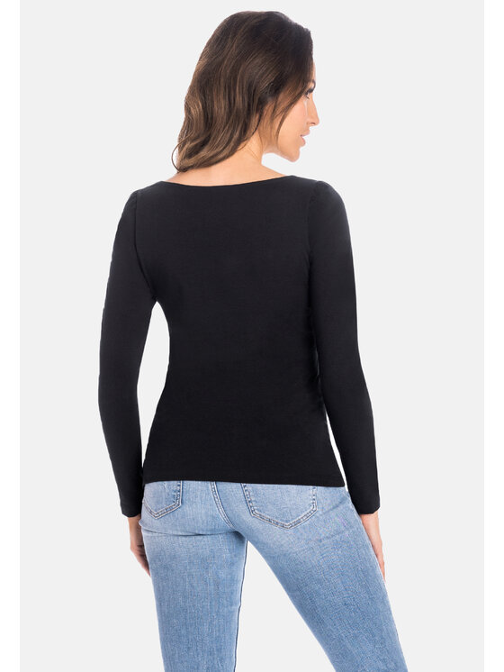 Teyli Teyli Bluzka 495 Czarny Standard Fit