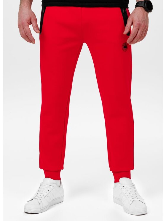 PITBULL PITBULL Spodnie dresowe Spodnie dresowe męskie DOGWOOD M Czerwony Regular Fit