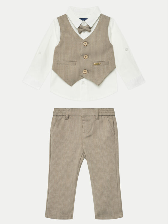 Guess Guess Completo camicia, gilet e pantalone di tessuto N5RG03 WGTW0 Beige Regular Fit