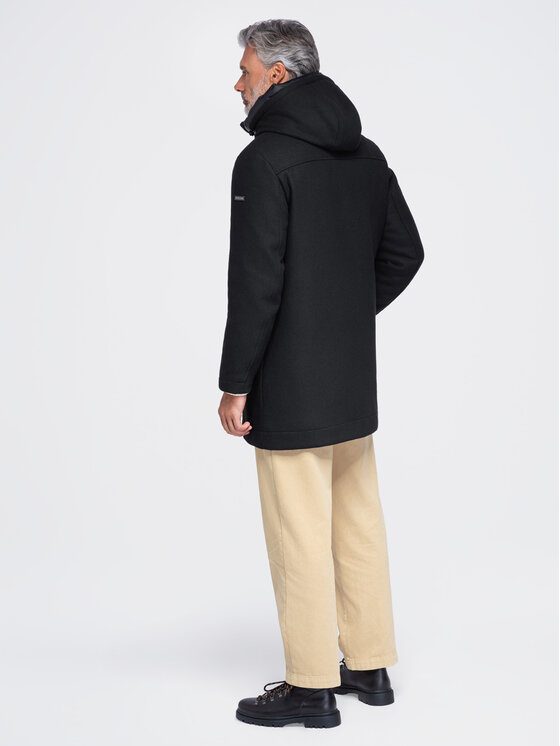 Ombre Ombre Płaszcz zimowy OM-COWC-0161 Czarny Regular Fit