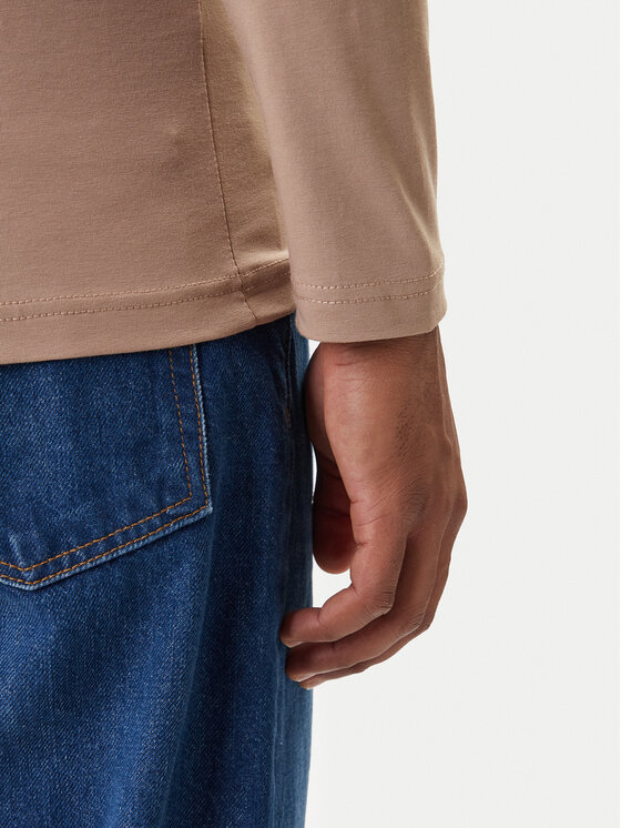 Tommy Hilfiger Tommy Hilfiger Marškinėliai ilgomis rankovėmis MW0MW10804 Smėlio Slim Fit