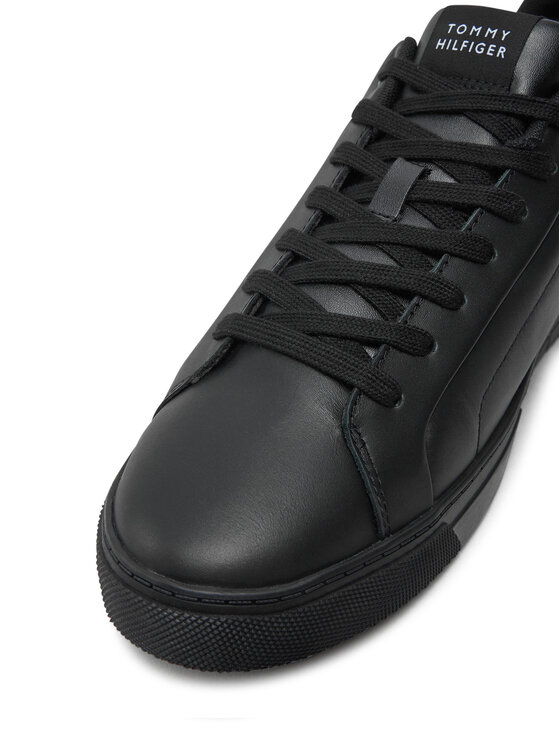 Tommy Hilfiger Tommy Hilfiger Sportcipők Icon Court Lth Flag Ess FM0FM05317 Fekete