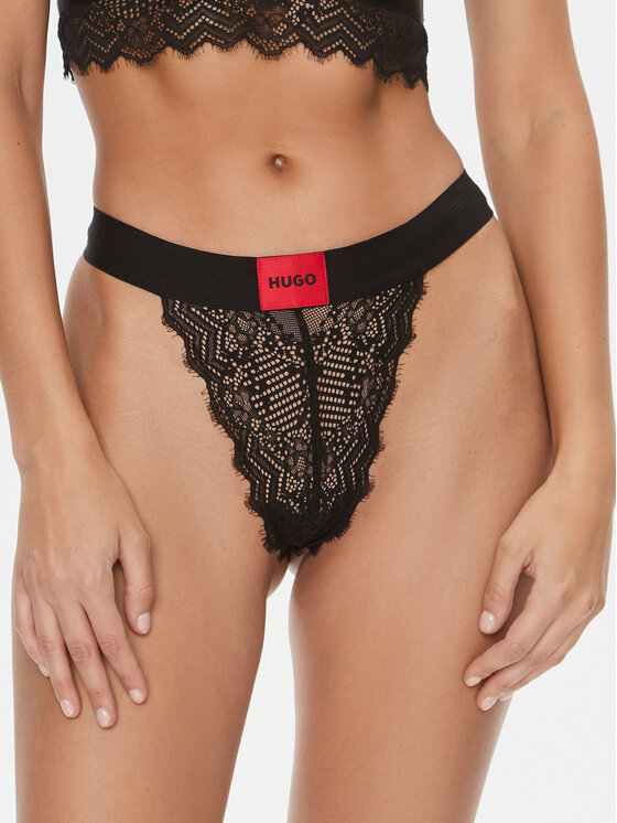 HUGO Hugo Siaurikės Thong Lace 50502780 Juoda