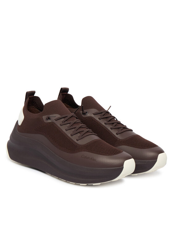 Calvin Klein Calvin Klein Снікерcи Chunky Runner Lace Up Sock Knit YW0YW02033 Коричневий