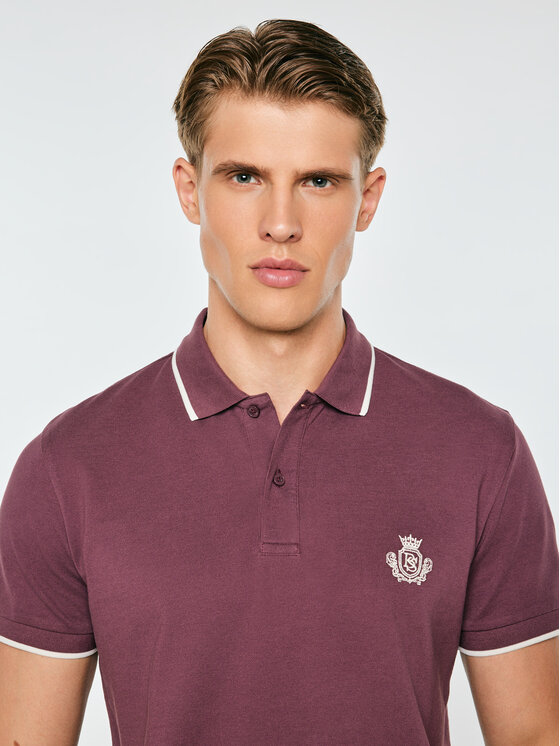BIG STAR BIG STAR Polo SELLER Bordowy Basic Fit
