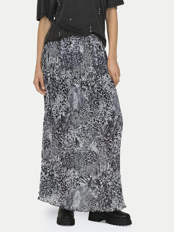 ONLY Plisovaná sukňa Ria 15329220 Sivá Regular Fit