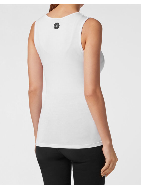 PHILIPP PLEIN PHILIPP PLEIN Tank top 14901 Biały Skin Tight Fit