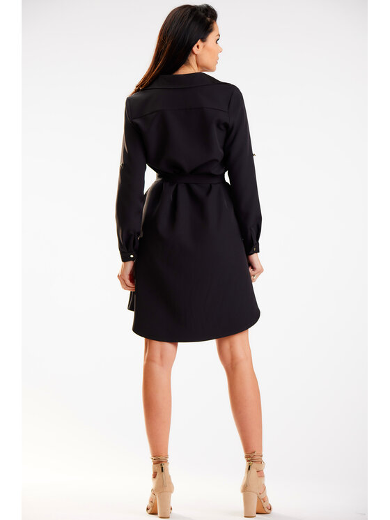 Awama Awama Sukienka letnia A568 Czarny Basic Fit