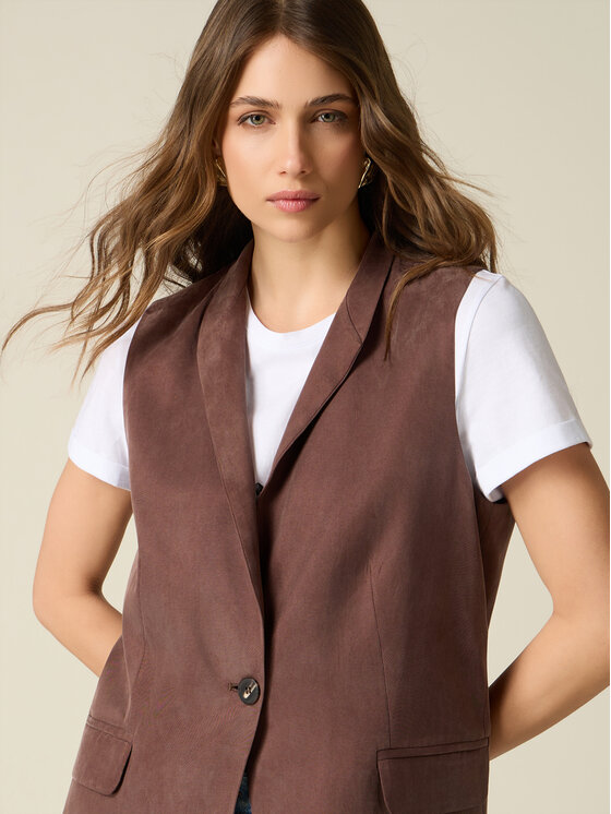 Oltre Oltre Gilet L024R000088N032 Marrone Baggy Fit