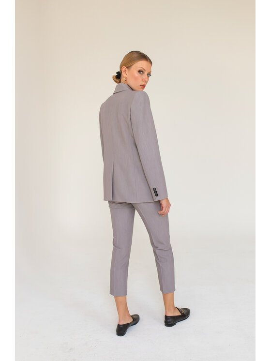 Entelier Entelier Spodnie garniturowe regulowane Szary Comfortable Fit