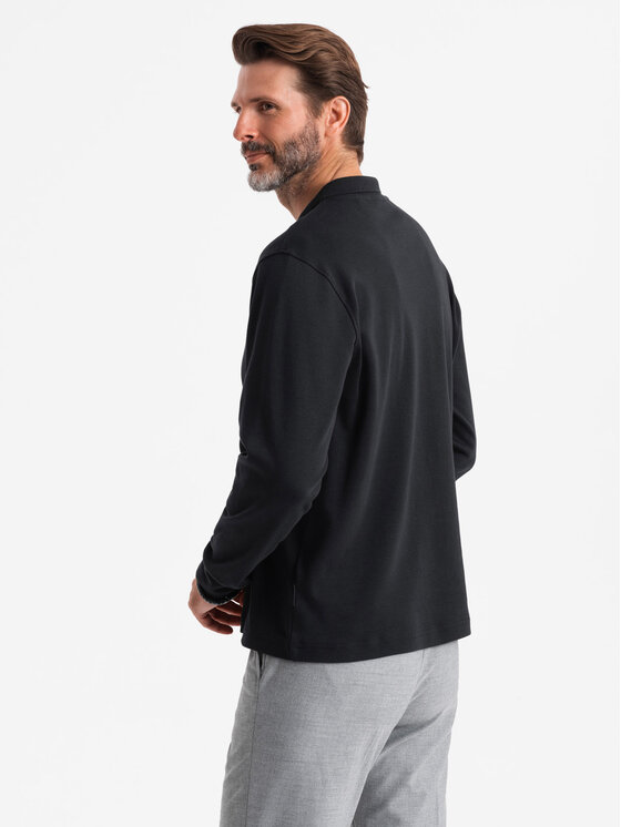 Ombre Ombre Longsleeve OM-POLS-0130 Czarny Regular Fit