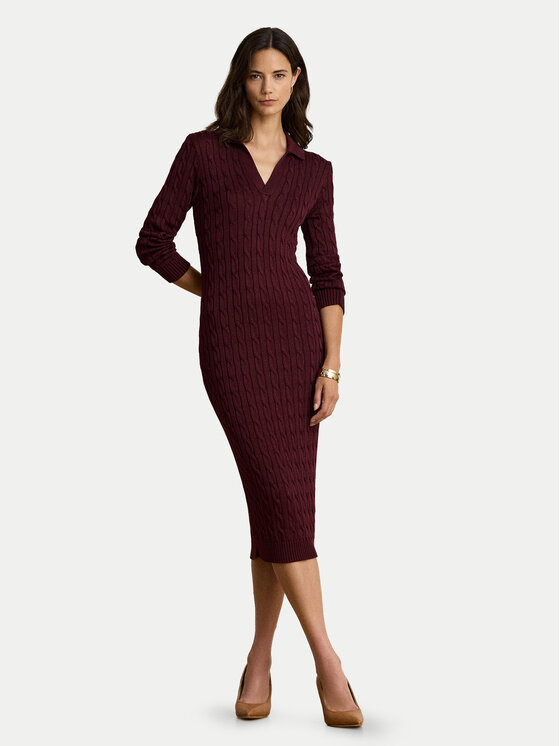 LAUREN RALPH LAUREN LAUREN RALPH LAUREN Úpletové šaty 200B34422003 Bordó Slim Fit