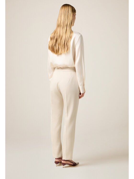 Oltre Oltre Pantaloni di tessuto P017R109099N002 Bianco Regular Fit