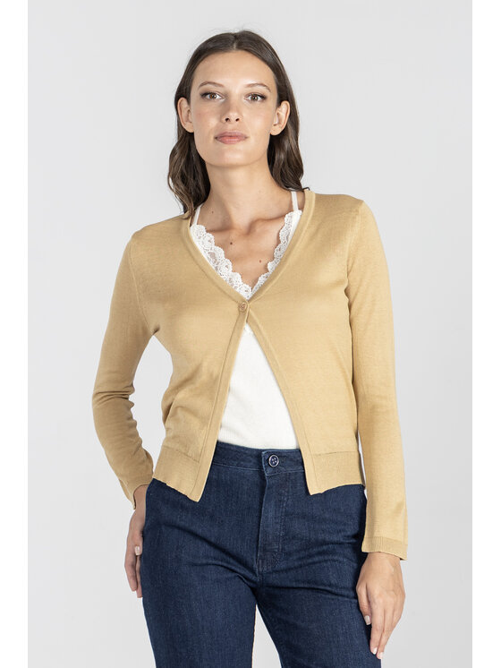 Deni Cler Milano Deni Cler Milano Kardigan T-DC-U454-E5-80-13-1 Złoty Regular Fit