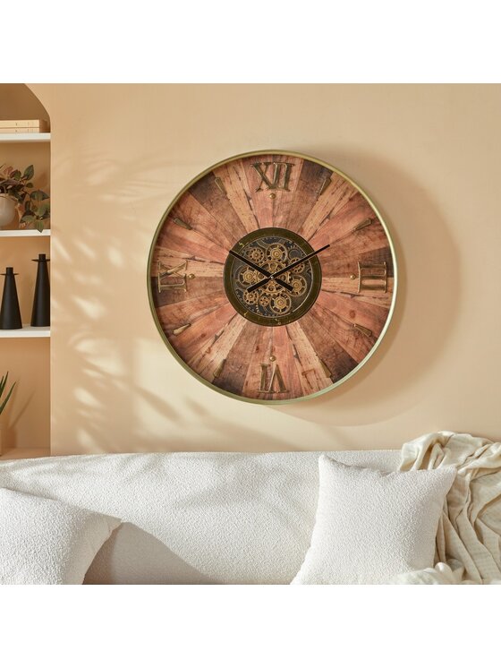 MIAhome MIAhome Zegar ścienny drewno, metal Keane 80 cm Beżowy