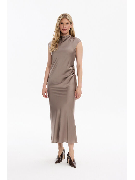 Deni Cler Milano Deni Cler Milano Sukienka koktajlowa T-DC-3073-F5-40-14-1 Beżowy Regular Fit
