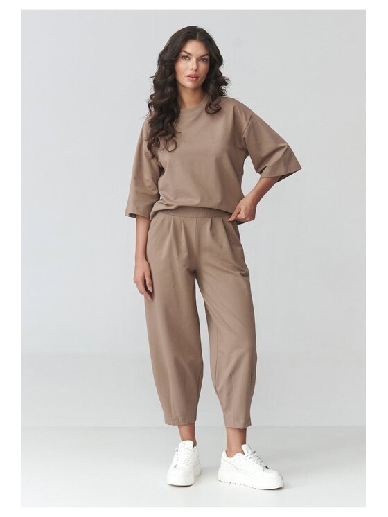 Makadamia Makadamia Dres M916 Brązowy Loose Fit