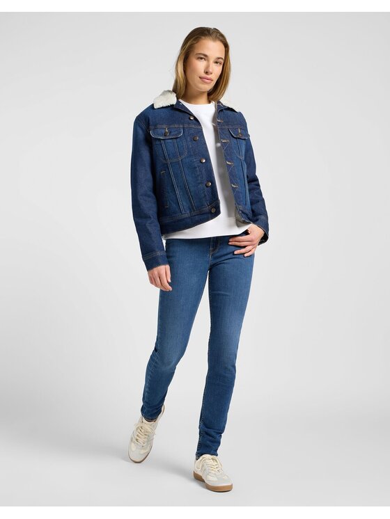 Lee Lee Kurtka jeansowa SHERPA RIDER JKT Niebieski Regular Fit