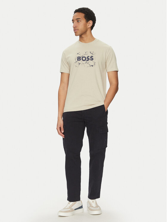 BOSS BOSS T-Shirt Logo Space 50539186 Beżowy Regular Fit