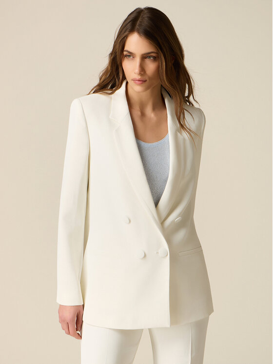 Oltre Oltre Marynarka Q814R004612N021 Biały Slim Fit