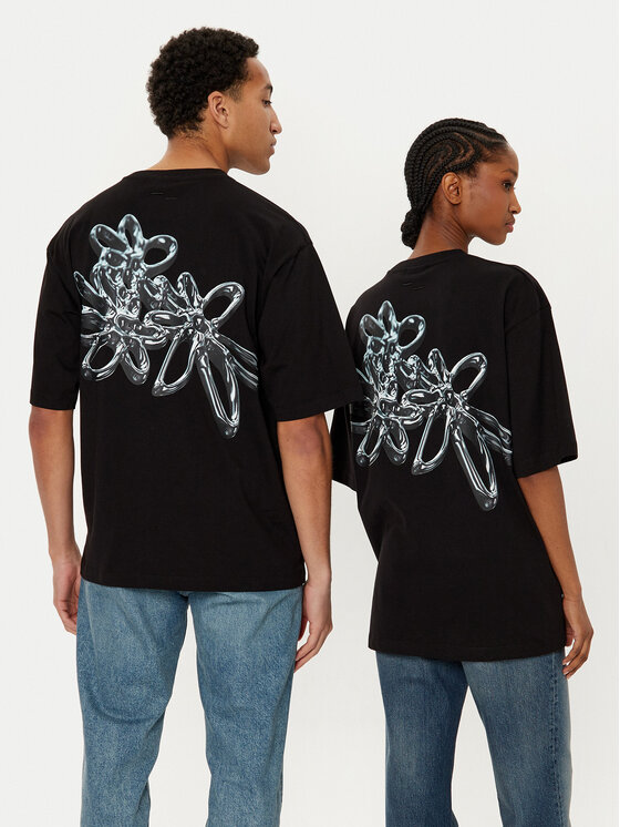 Filling Pieces Filling Pieces T-Shirt Unisex Chrome Flower 7449982 Černá Regular Fit