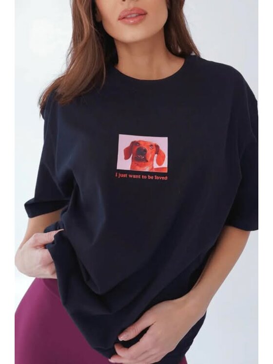 Chiara Wear Chiara Wear T-Shirt T-shirt bawełniany oversize DOG Czarny Oversize
