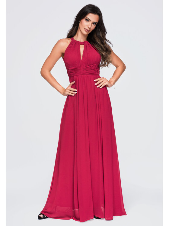 Ombre Ombre Sukienka wieczorowa LA-OM-DLR358 Bordowy Regular Fit
