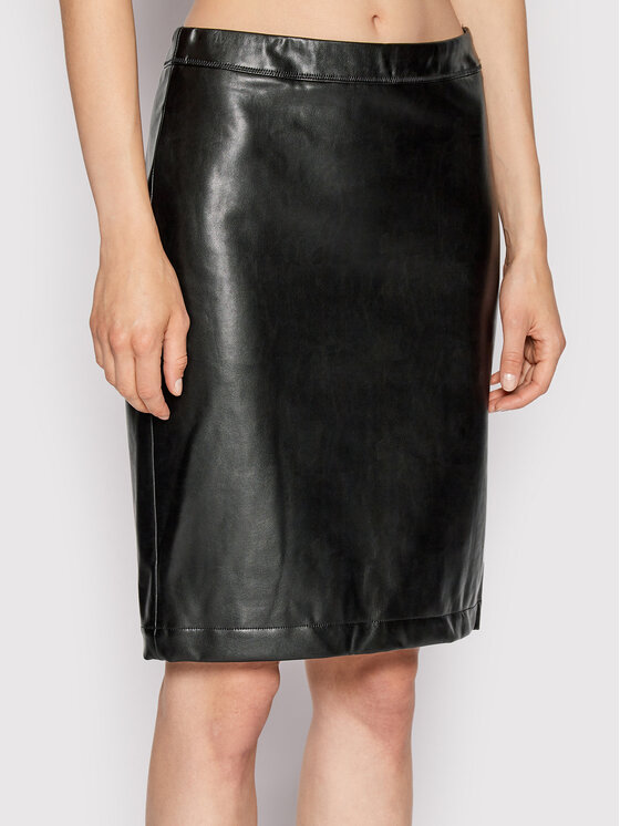 MICHAEL Michael Kors Fustă din imitație de piele MU2706L2S8 Negru Slim Fit