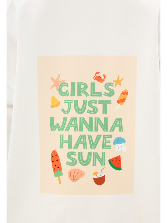 Mirons Mirons T-Shirt Print Biały Oversize