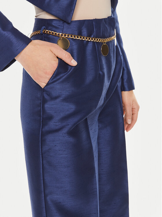 Rinascimento Rinascimento Pantaloni di tessuto CFC0117559003 Blu scuro Wide Fit