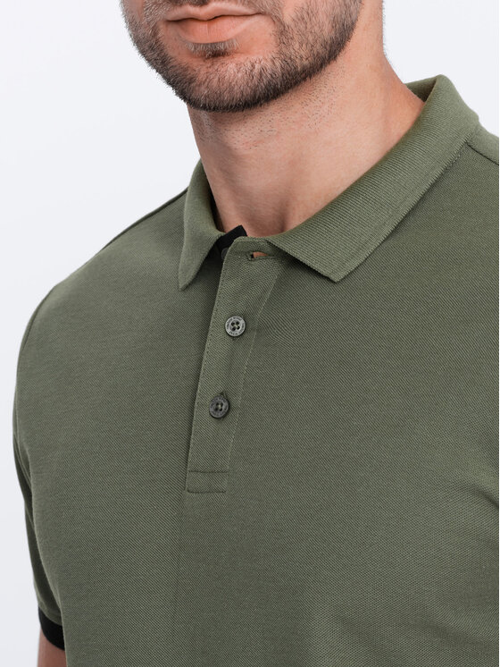 Ombre Ombre Polo OM-POSS-0113 Zielony Fitting Fit