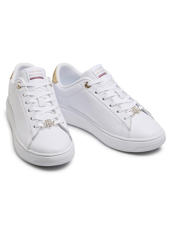 metallic leather cupsole trainers
