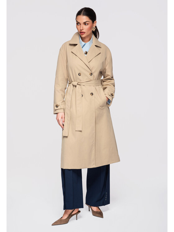 Ombre Ombre Płaszcz przejściowy OW-COLC-0119 Beżowy Oversize
